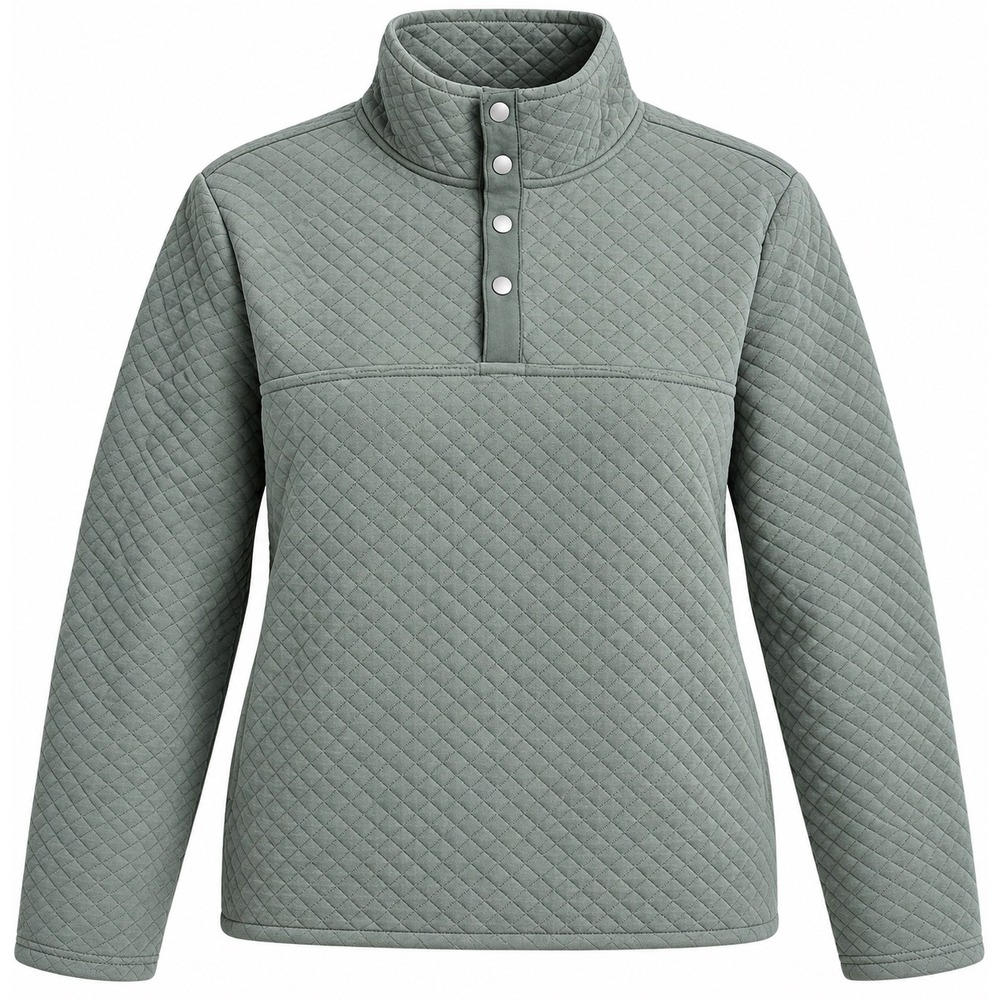 Sonoma Quilted Snap Pullover Mock Neck Sweatshirt XXL sage Green cozy cabin - Picture 1 of 8